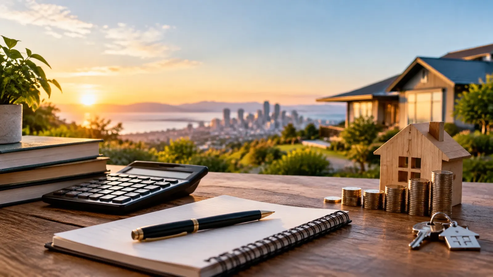 A confident professional reviewing a real estate plan at a desk
